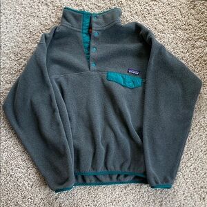 Patagonia Charcoal and Teal Snap-T Fleece